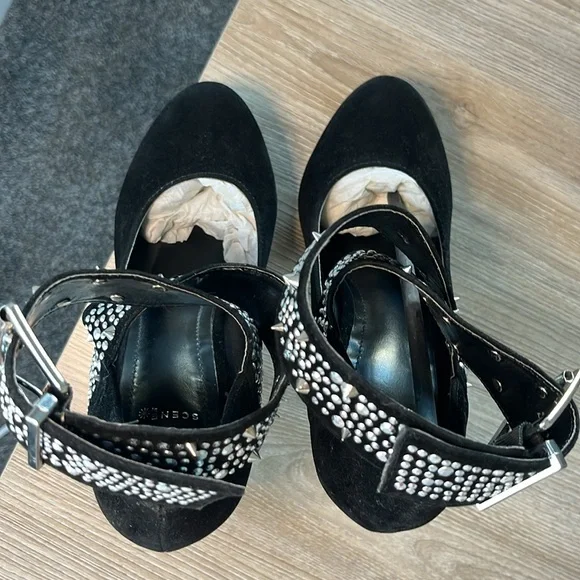 Scene by Shoedazzle Black Studded Platform Buckle Heels - Picture 7 of 8